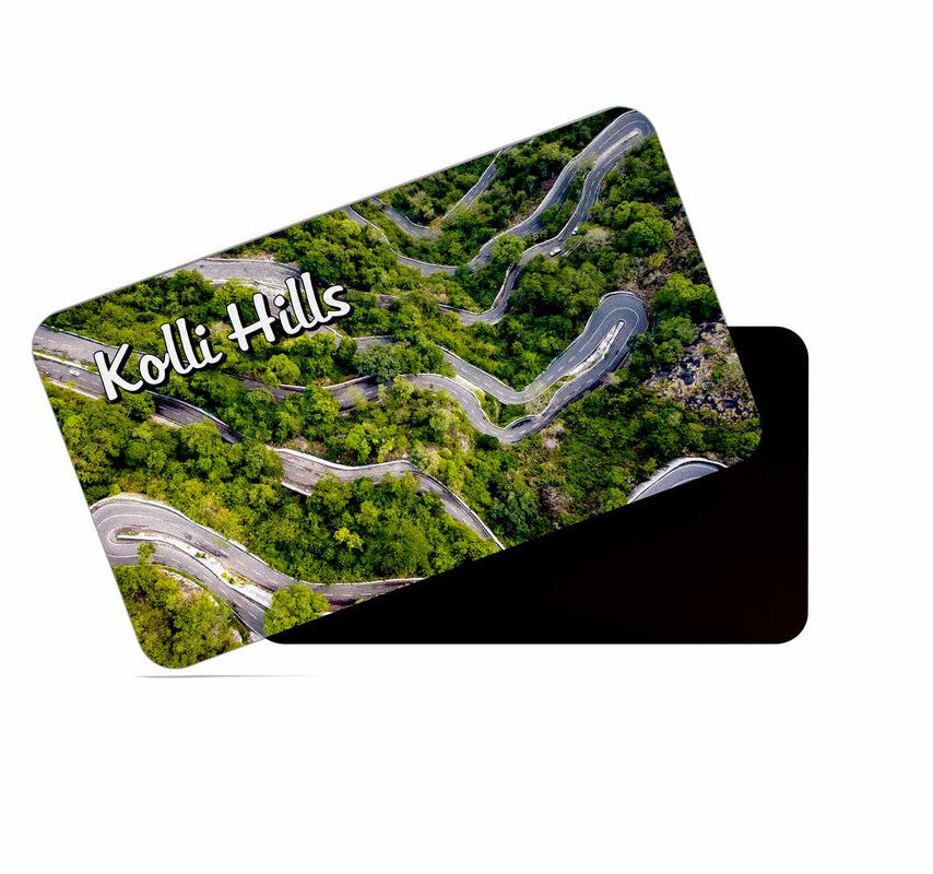 dhcrafts Rectangular Rubber Fridge Magnet / Magnetic Card Multicolor Tamil Nadu Kolli Hills Design Pack of 1 (8.6cm x 5.4cm)